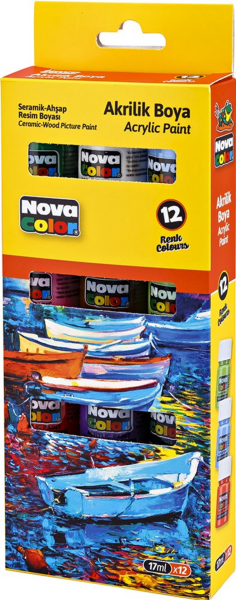 Nova Color Akrilik Boya Şişe 12li 17ml NC-2008