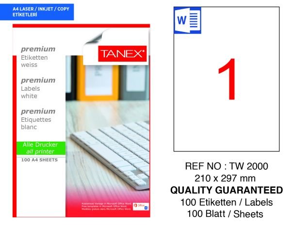 Tanex Lazer Etiket Tw-2000 210 X 297 Mm
