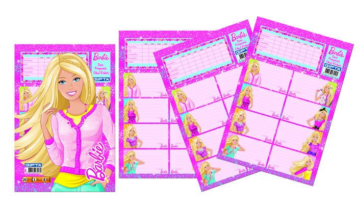 Gıpta Okul Etiketi Barbie Ders Programlı 16x24 3 Yaprak 5460