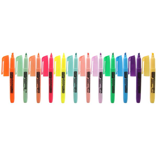 Kraf Fosforlu Kalem Tipi 12 li (6 Pastel+6 Parlak Renk) 340/345-12