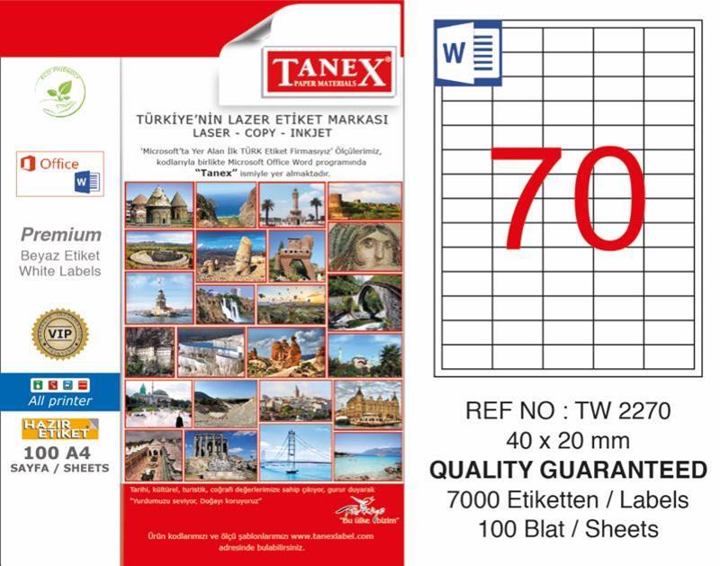 Tanex Lazer Etiket Tw-2270 40 X 20 Mm