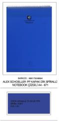 Alex Defter A4 80 Yaprak Çizgili Dik Bloknot Spralli PP Kapak ALX-671