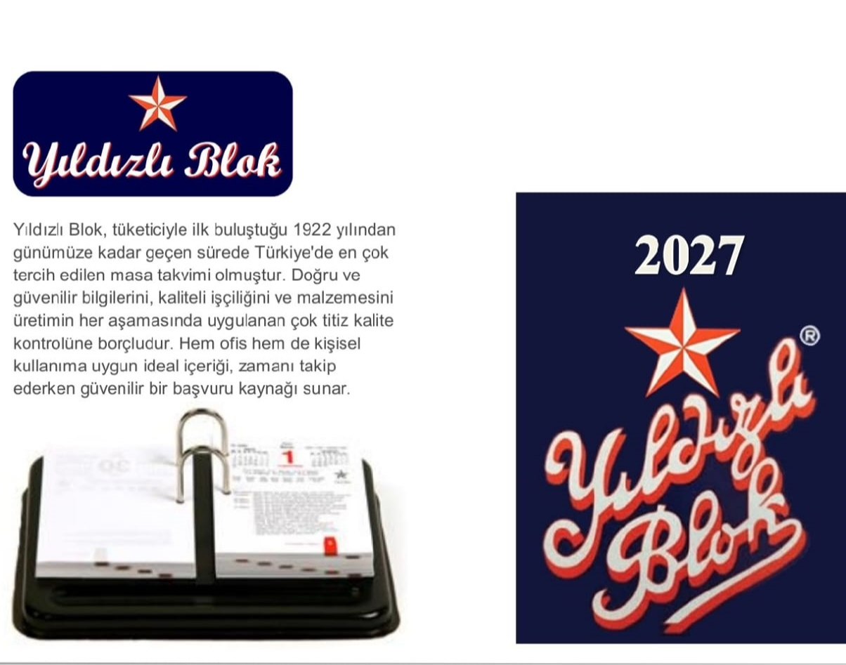 Yıldızlı Blok Masa Takvimi 2027