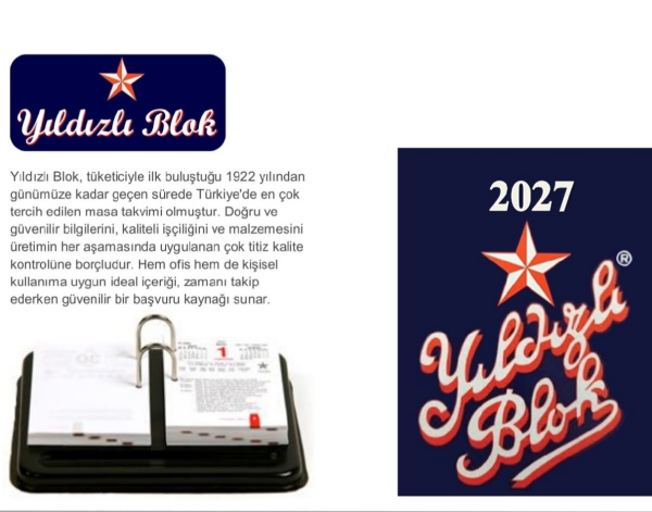 Yıldızlı Blok Masa Takvimi 2027