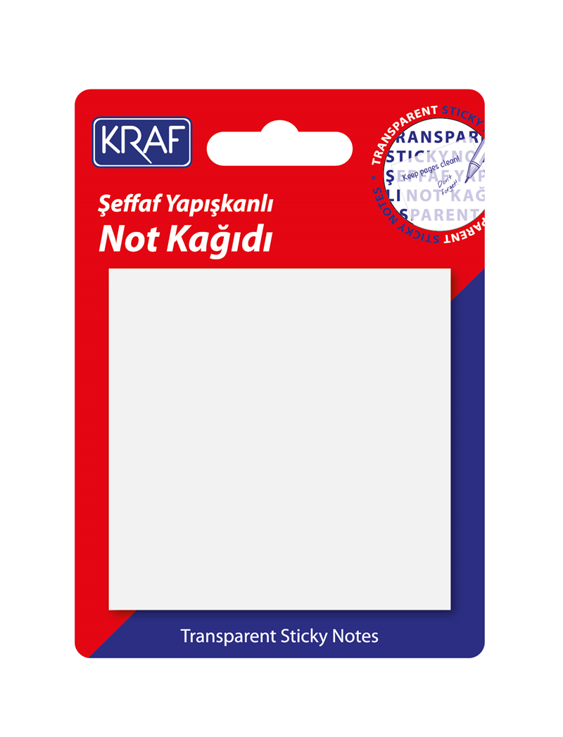 Kraf Yapışkanlı Not Kağıdı 76x76 50 Yaprak Şeffaf 7676TR