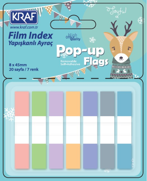 Kraf İndex Film (PP) 8x45mm Pop-Up 7 Renk x20 Yaprak 51250