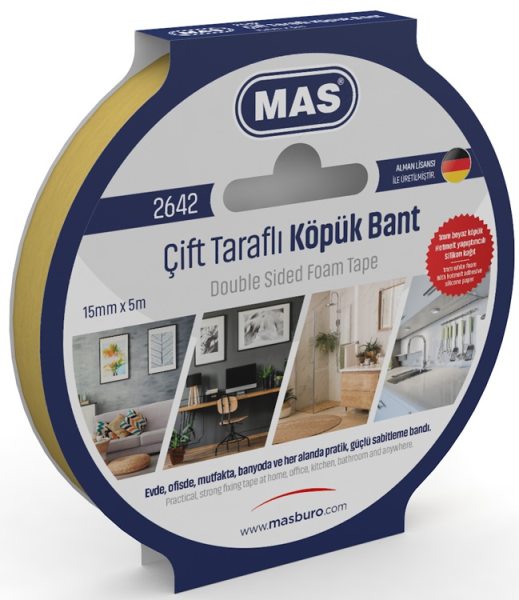 Mas Çift Taraflı Köpük Bant 15mm X 5m 2642
