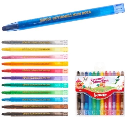 Mikro Mum Boya Çevirmeli 12 Li Kısa Mb-13