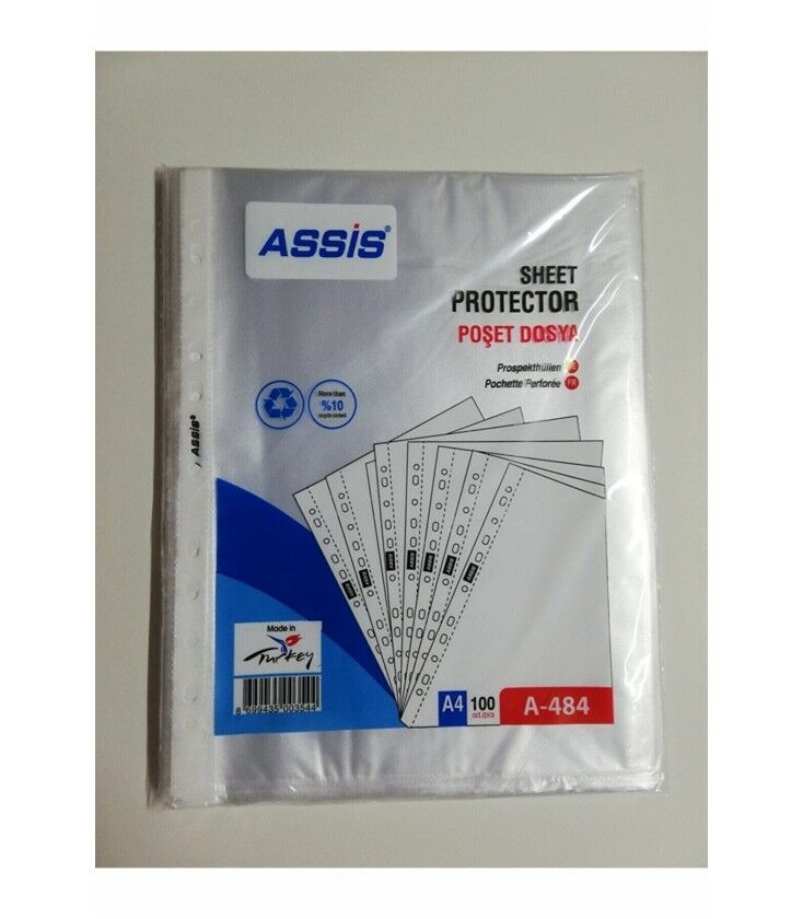 Assis A-484 Plastik Poşet Dosya 100lü Paket