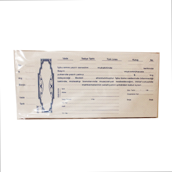 Yağmur 10,5x23 Poşet Senet (100 Adet)