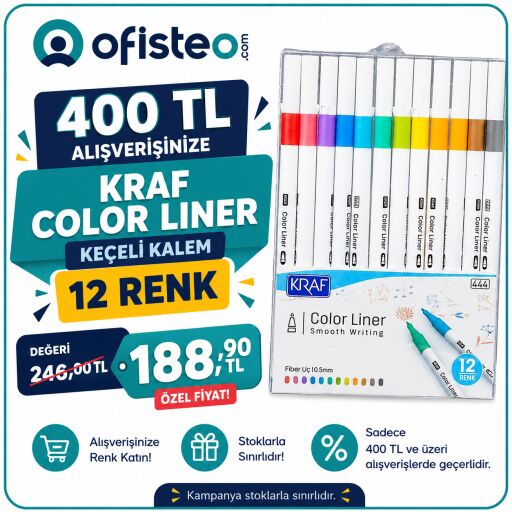 400TL Alışverişinize Kraf Color Liner 188,90TL